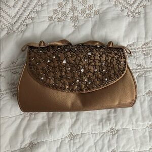 Preston & York Gold Clutch with Embellished Flap
